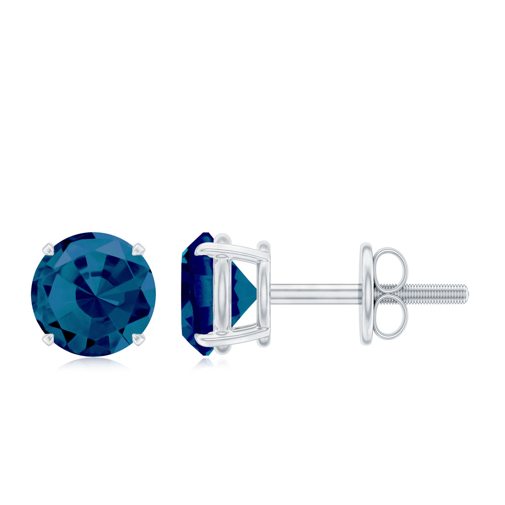 Classic London Blue Topaz Solitaire Stud Earrings London Blue Topaz - ( AAA ) - Quality - Rosec Jewels