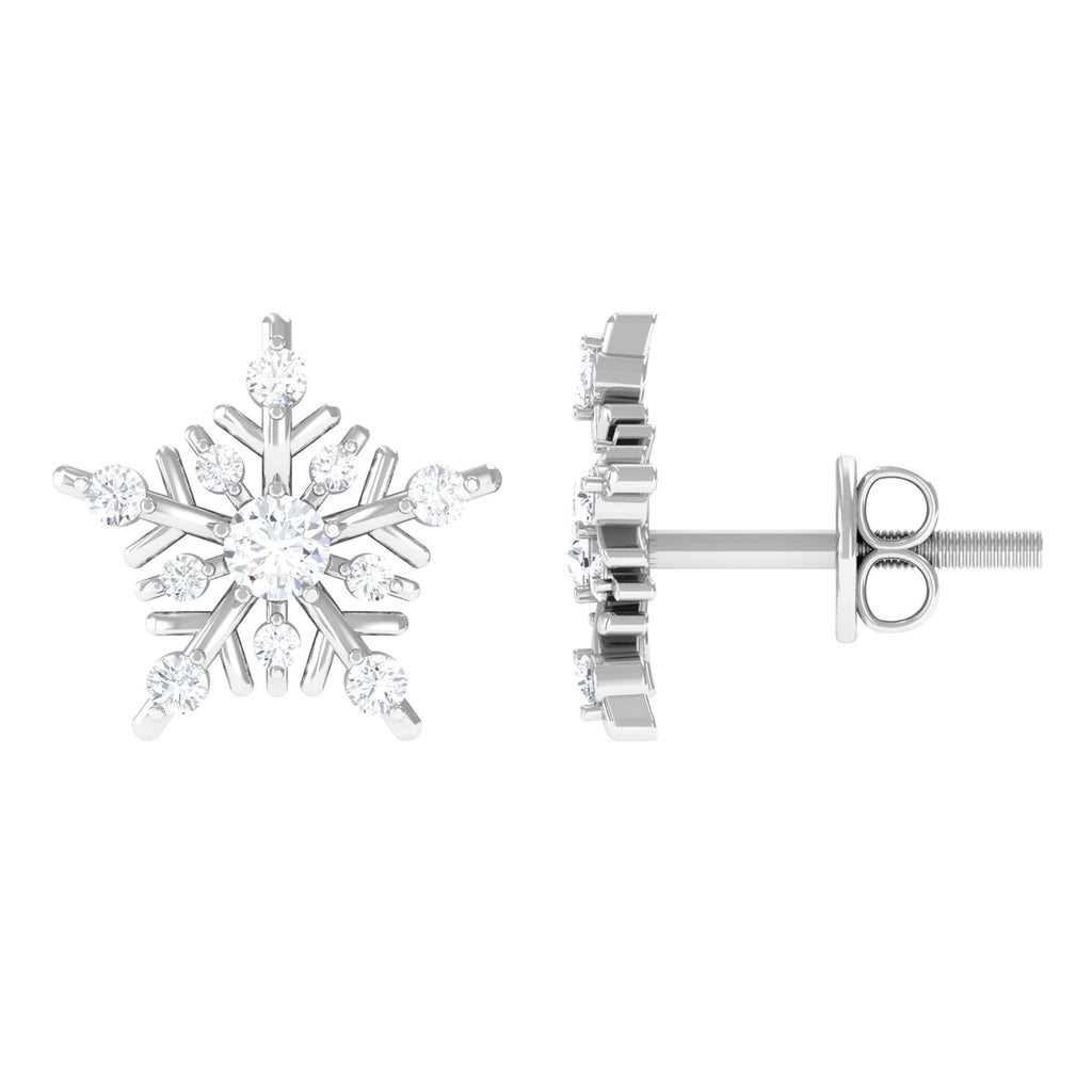 1/2 CT Moissanite Gold Snowflake Stud Earrings Moissanite - ( D-VS1 ) - Color and Clarity - Rosec Jewels