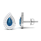 2 CT London Blue Topaz and Diamond Teardrop Stud Earrings London Blue Topaz - ( AAA ) - Quality - Rosec Jewels