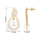 Freshwater Pearl Bridal Dangle Earrings with Moissanite Accent Freshwater Pearl - ( AAA ) - Quality - Rosec Jewels