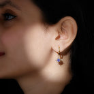 1 CT Real Tanzanite Sunburst Hoop Drop Earrings Tanzanite - ( AAA ) - Quality - Rosec Jewels
