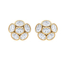 Oval Shaped Diamond Cluster Stud Earrings Diamond - ( HI-SI ) - Color and Clarity - Rosec Jewels