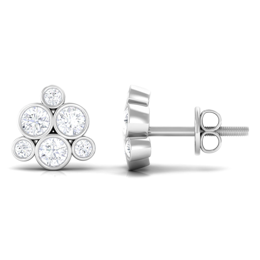 1/2 CT Bezel Set Diamond Cluster Stud Earrings Diamond - ( HI-SI ) - Color and Clarity - Rosec Jewels