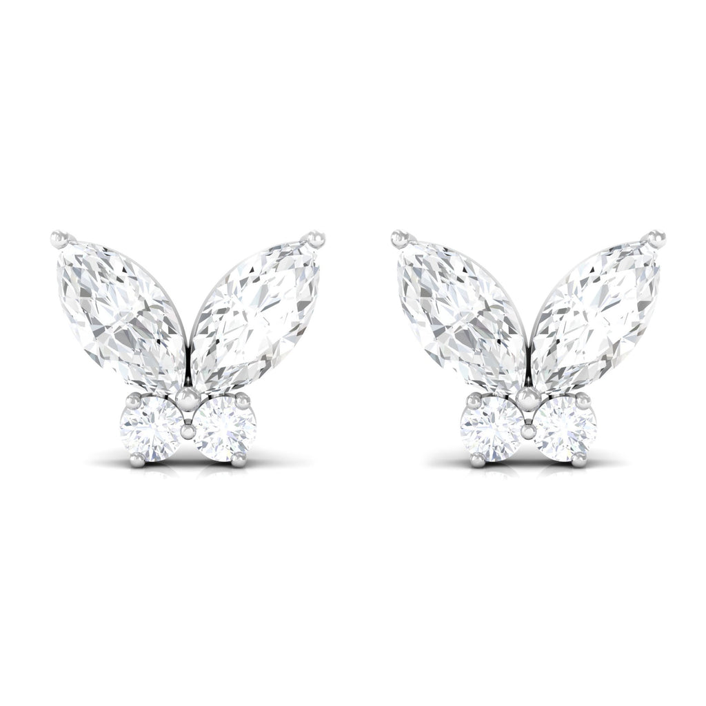 1/2 CT Minimal Real Diamond Butterfly Stud Earrings Diamond - ( HI-SI ) - Color and Clarity - Rosec Jewels