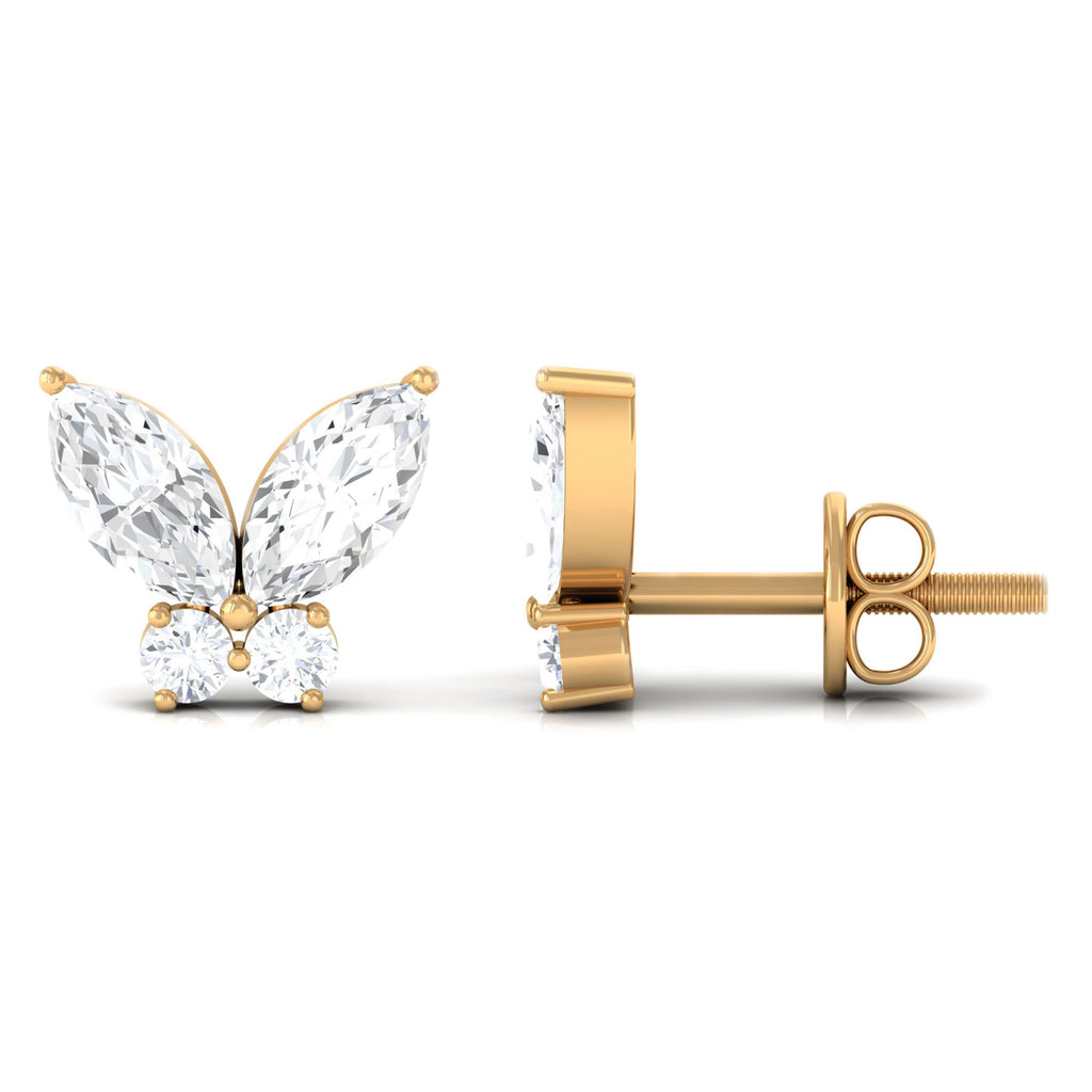 1/2 CT Minimal Real Diamond Butterfly Stud Earrings Diamond - ( HI-SI ) - Color and Clarity - Rosec Jewels