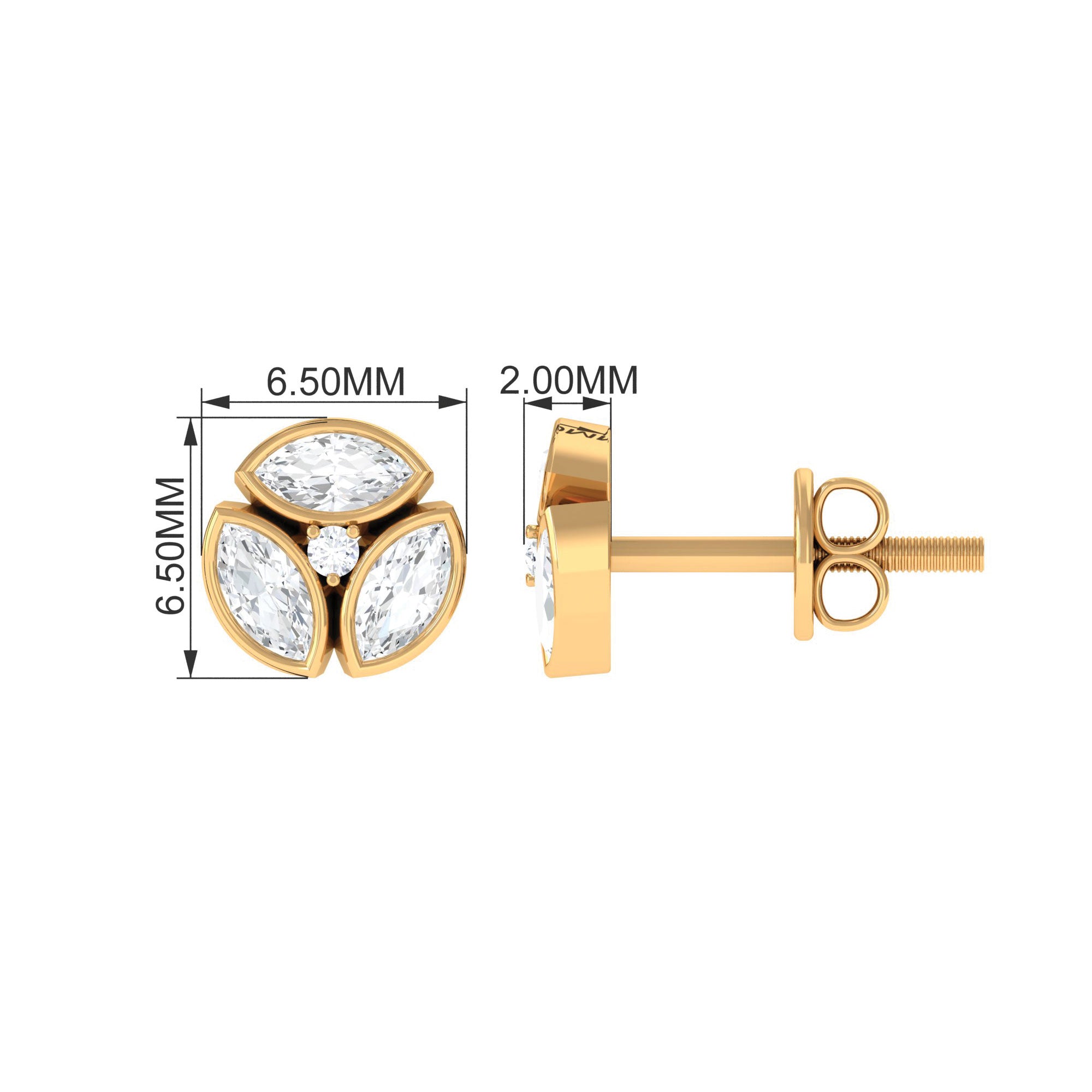 0.75 CT Natural Diamond Minimal Stud Earrings in Gold Diamond - ( HI-SI ) - Color and Clarity - Rosec Jewels