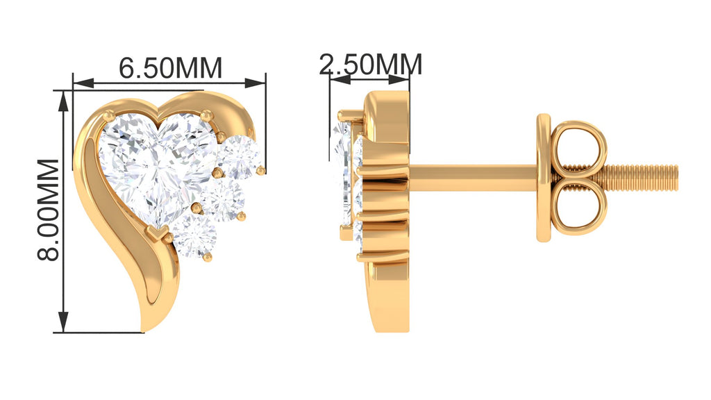 Natural Diamond Heart Shape Stud Earrings Diamond - ( HI-SI ) - Color and Clarity - Rosec Jewels