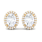 1.75 CT Oval Cut Cubic Zirconia Halo Stud Earrings Zircon - ( AAAA ) - Quality - Rosec Jewels