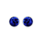 2 CT Round Created Blue Sapphire Solitaire Stud Earrings in Bezel Setting Lab Created Blue Sapphire - ( AAAA ) - Quality - Rosec Jewels