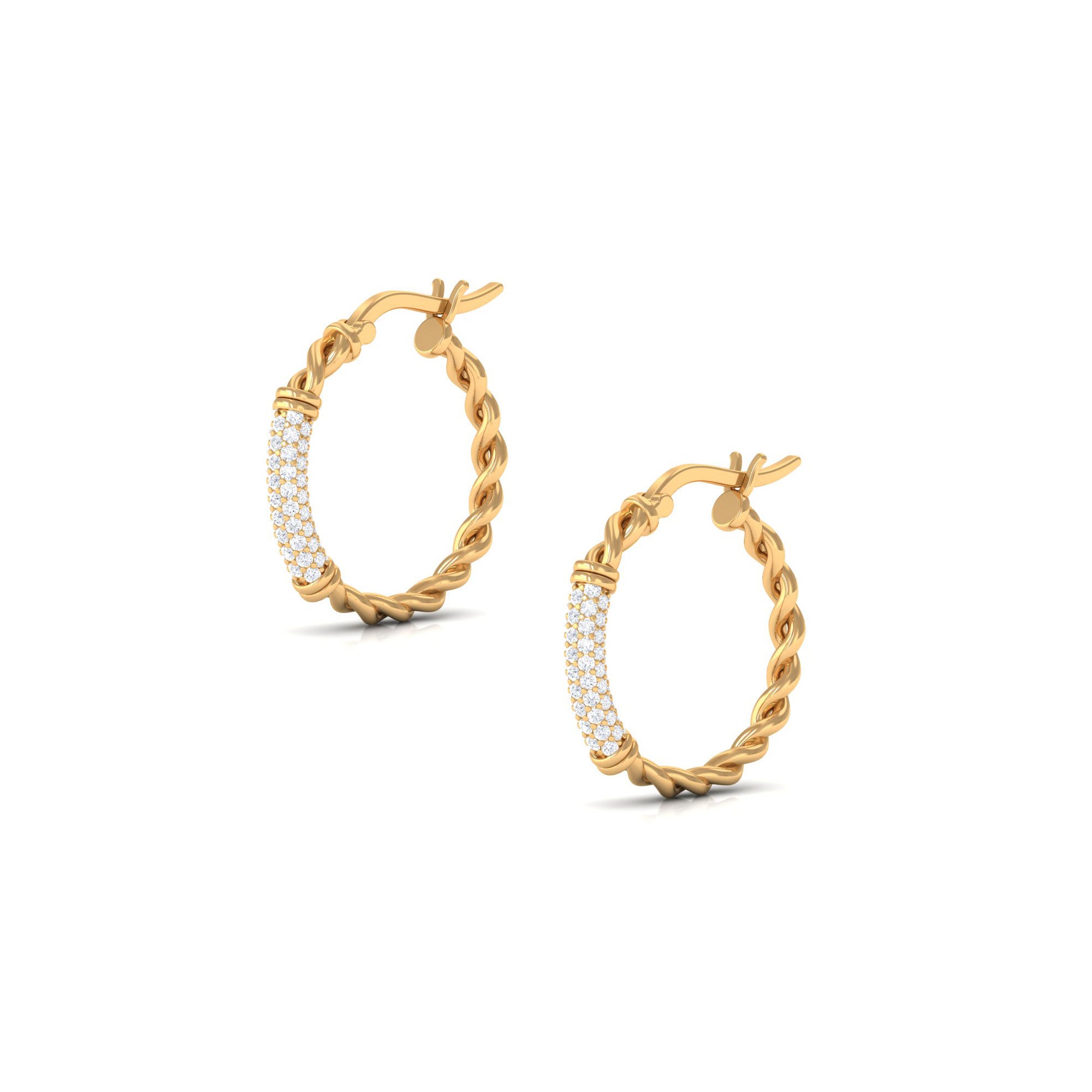 1.25 CT Twisted Rope Hoop Earrings with Diamond Diamond - ( HI-SI ) - Color and Clarity - Rosec Jewels