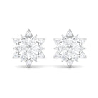 Flower Stud Earrings with Marquise and Round Diamond Diamond - ( HI-SI ) - Color and Clarity - Rosec Jewels