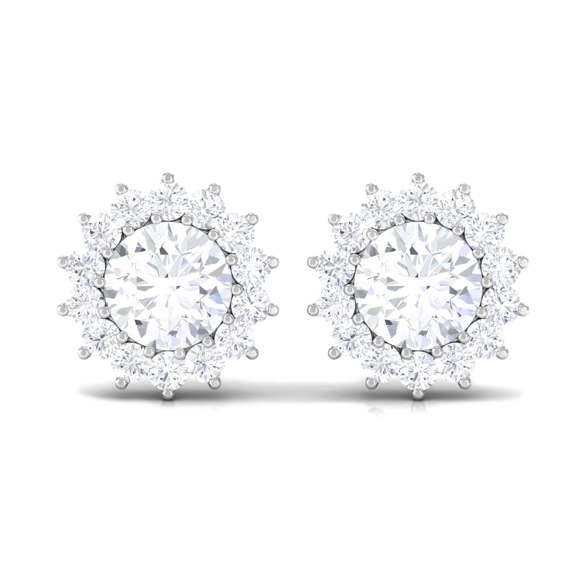 1.75 CT Moissanite Halo Stud Earrings Moissanite - ( D-VS1 ) - Color and Clarity - Rosec Jewels