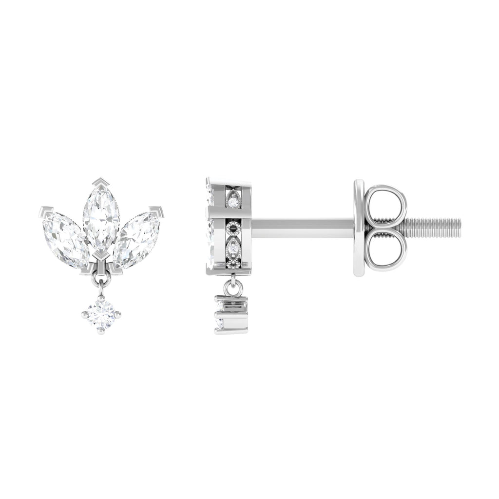 Diamond Petal Floral Stud Earrings Diamond - ( HI-SI ) - Color and Clarity - Rosec Jewels