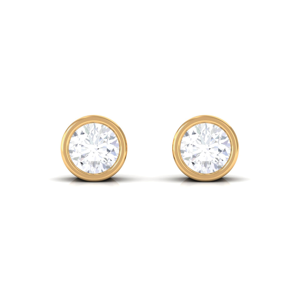 Bezel Set Diamond Solitaire Stud Earrings Diamond - ( HI-SI ) - Color and Clarity - Rosec Jewels