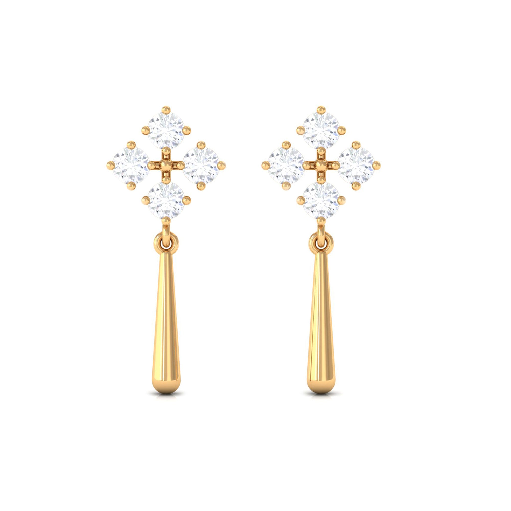 1/2 CT Natural Diamond Flower Drop Dangle Earrings Diamond - ( HI-SI ) - Color and Clarity - Rosec Jewels