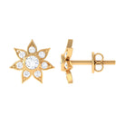 1/4 CT Diamond Flower Stud Earrings in Bezel Setting Diamond - ( HI-SI ) - Color and Clarity - Rosec Jewels