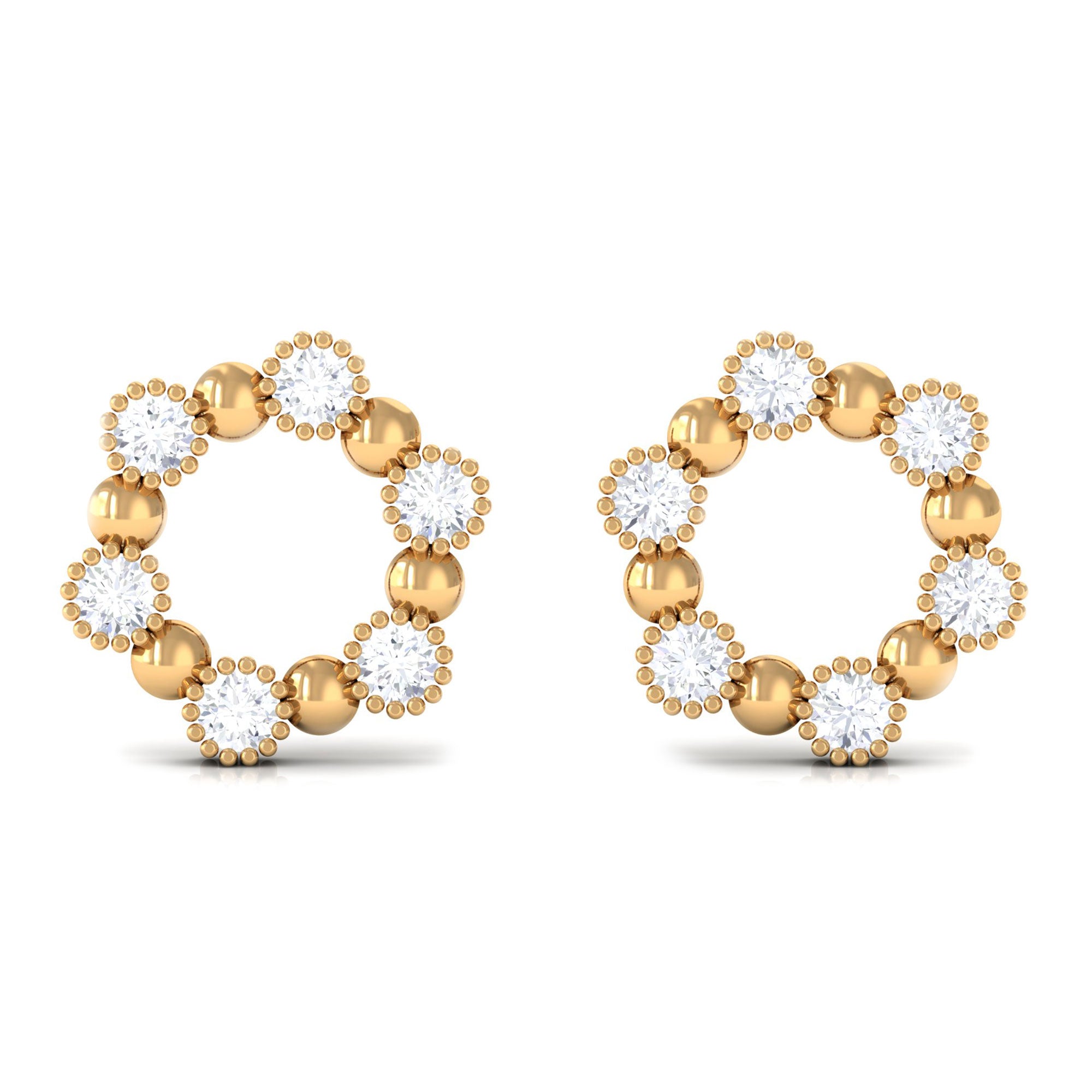 1/2 CT Natural Diamond Open Circle Stud Earrings Diamond - ( HI-SI ) - Color and Clarity - Rosec Jewels