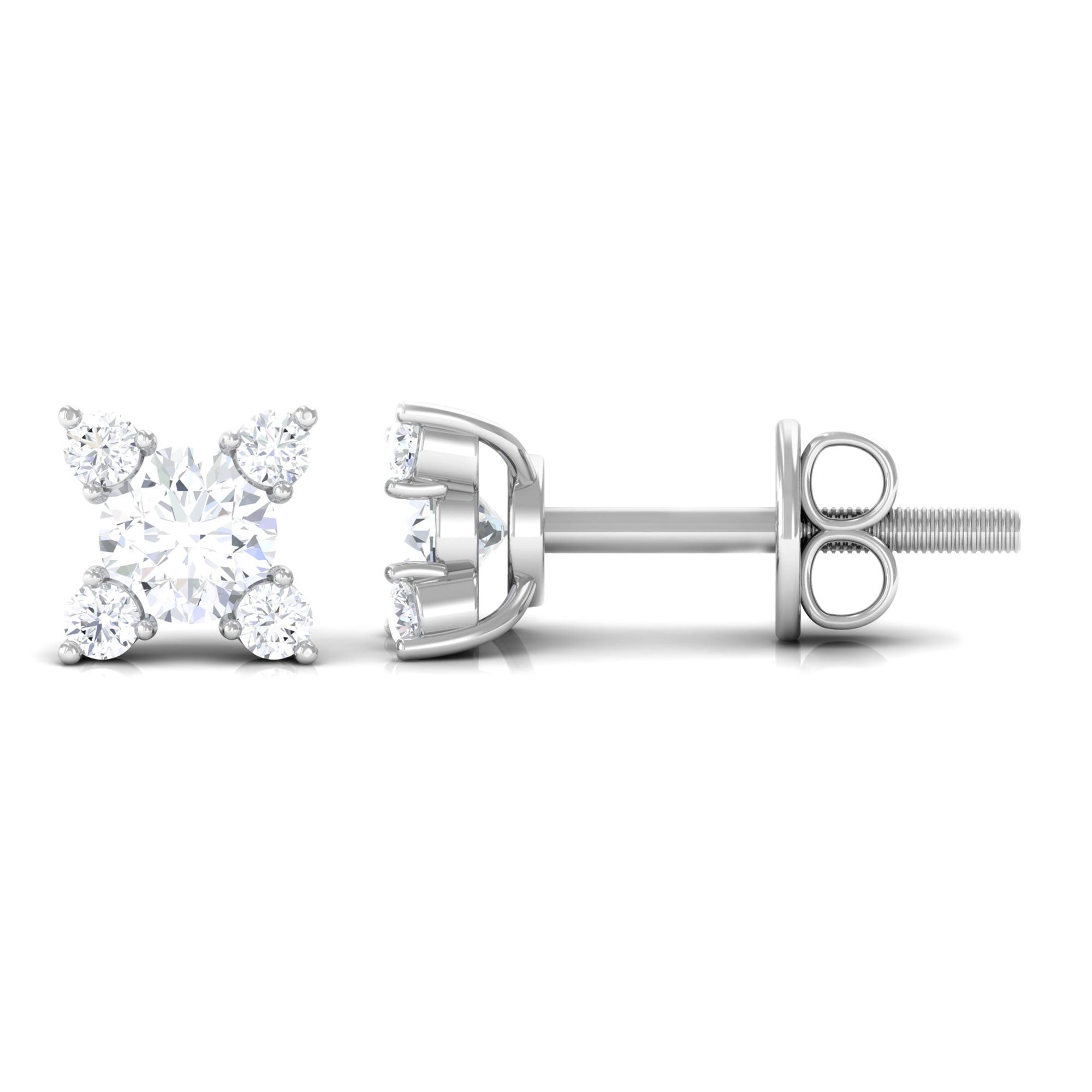 1/2 CT Real Diamond Gold Stud Earrings in Prong Setting Diamond - ( HI-SI ) - Color and Clarity - Rosec Jewels