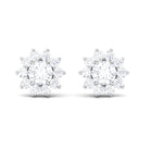 1/2 CT Natural Diamond Halo Stud Earrings in Gold Diamond - ( HI-SI ) - Color and Clarity - Rosec Jewels