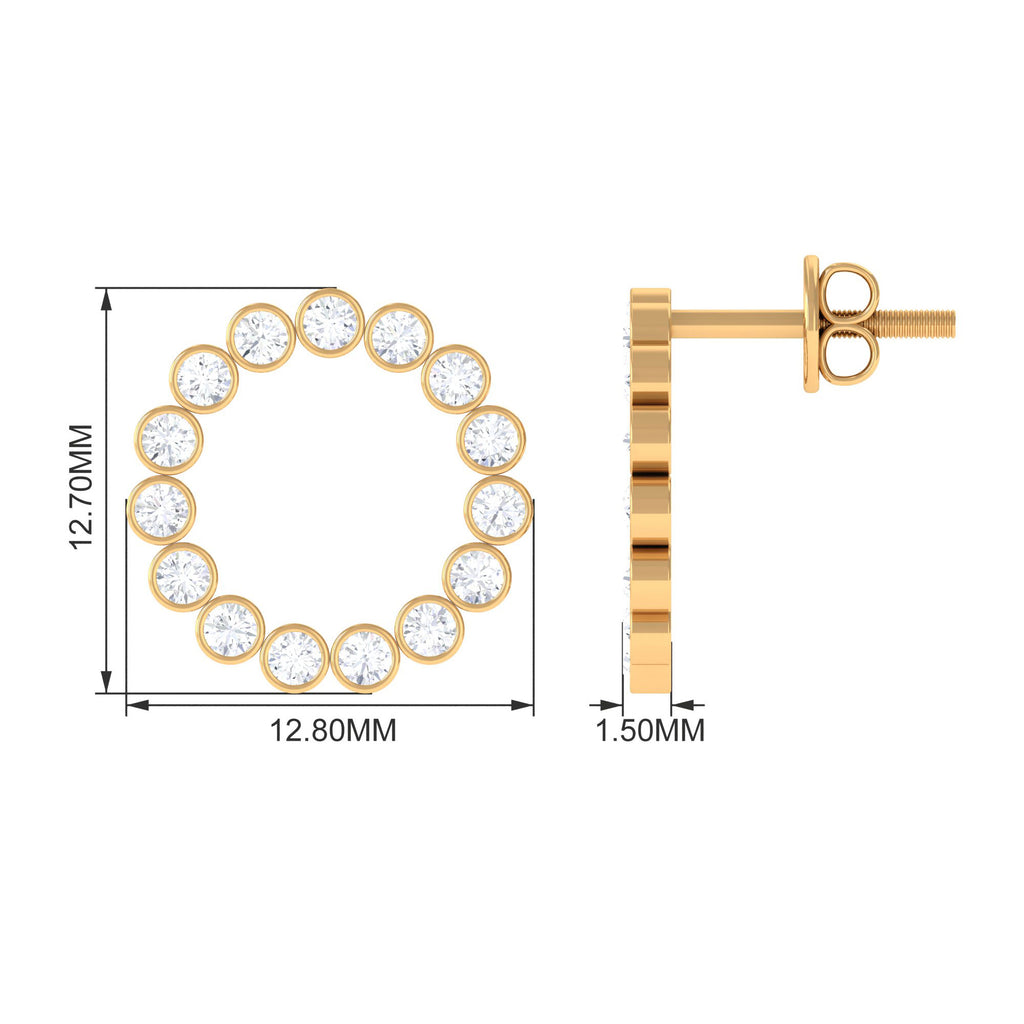 1.50 CT Cubic Zirconia Eternity Stud Earrings in Gold Zircon - ( AAAA ) - Quality - Rosec Jewels