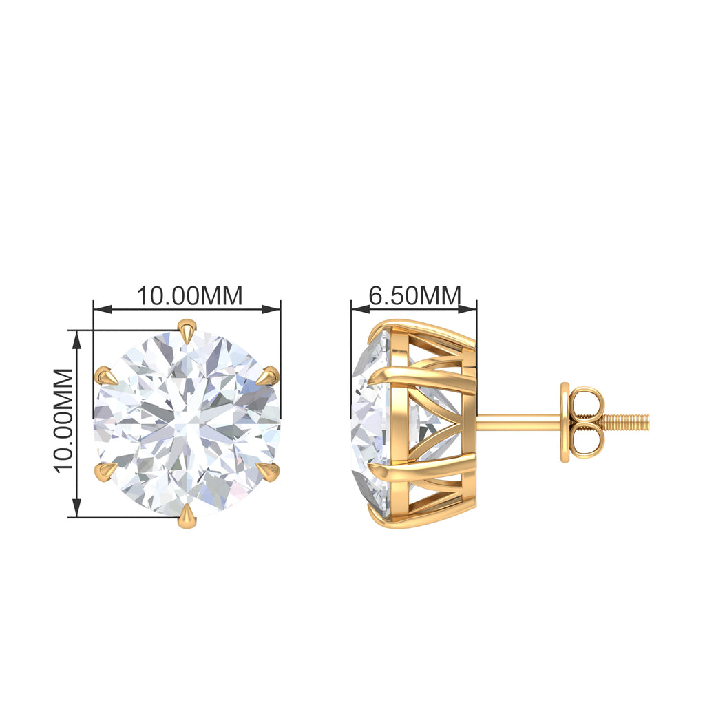 Elegant Cubic Zirconia Solitaire Stud Earrings in Gold Zircon - ( AAAA ) - Quality - Rosec Jewels
