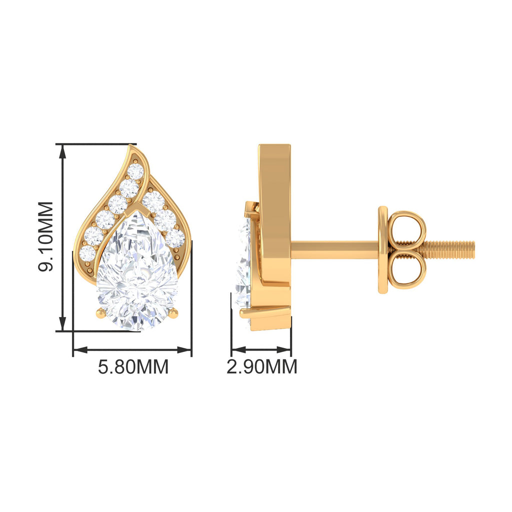 2 CT Classic Cubic Zirconia Stud Earrings in Gold Zircon - ( AAAA ) - Quality - Rosec Jewels