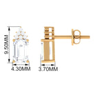 1.75 CT Octagon Cut Zircon Solitaire Stud Earrings with Accent Zircon - ( AAAA ) - Quality - Rosec Jewels