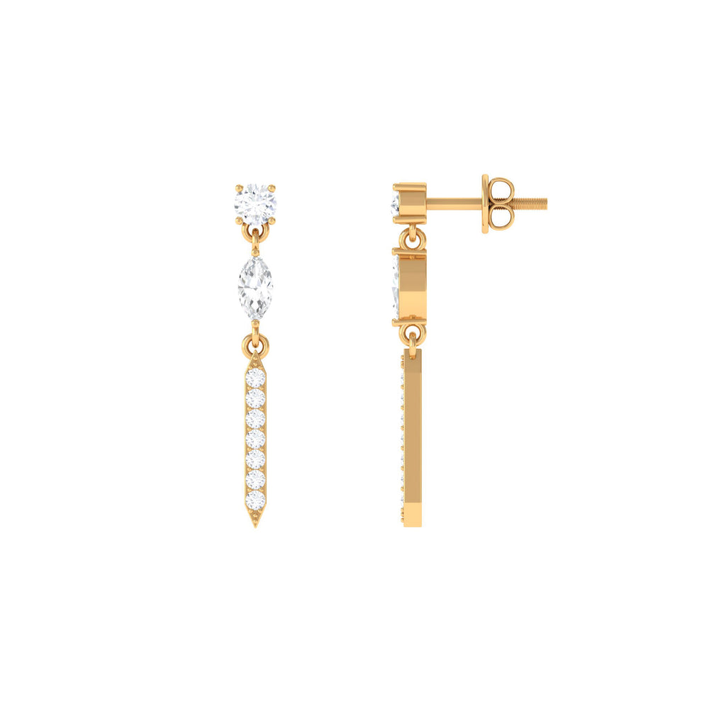 1 CT Marquise and Round Shape Zircon Dangle Earrings Zircon - ( AAAA ) - Quality - Rosec Jewels