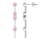 Pink Sapphire and Diamond Dangle Earrings Pink Sapphire - ( AAA ) - Quality - Rosec Jewels