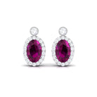 1.5 CT Oval Rhodolite and Diamond Halo Stud Earrings Rhodolite - ( AAA ) - Quality - Rosec Jewels