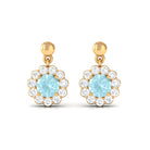 1.25 CT Sky Blue Topaz and Diamond Floral Halo Drop Earrings Sky Blue Topaz - ( AAA ) - Quality - Rosec Jewels