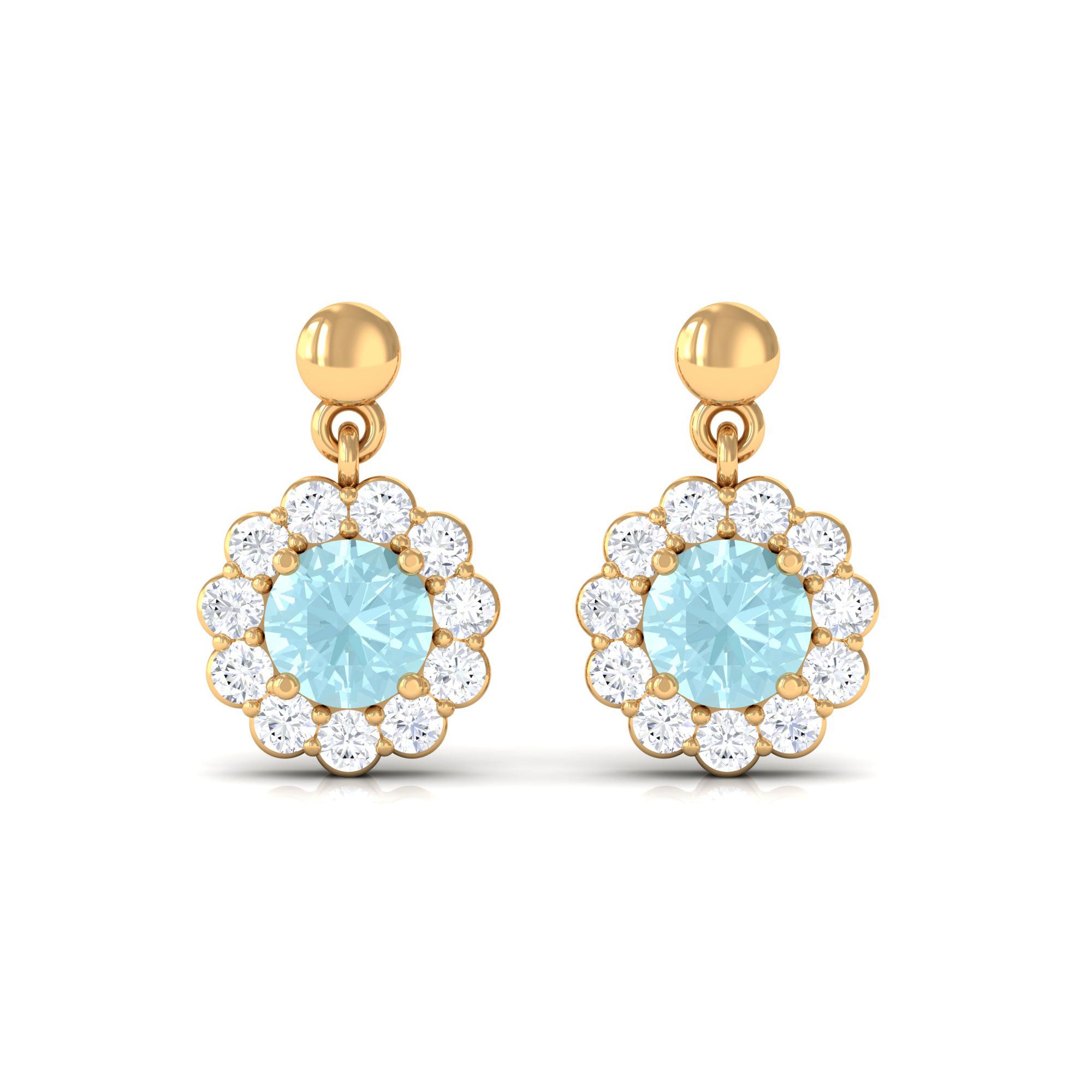 1.25 CT Sky Blue Topaz and Diamond Floral Halo Drop Earrings Sky Blue Topaz - ( AAA ) - Quality - Rosec Jewels