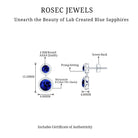 3 CT Created Blue Sapphire and Moissanite Halo Dangle Earrings Lab Created Blue Sapphire - ( AAAA ) - Quality - Rosec Jewels