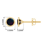 Round Black Opal Solitaire Stud Earrings in Milgrain Bezel Setting Black Opal - ( AAA ) - Quality - Rosec Jewels