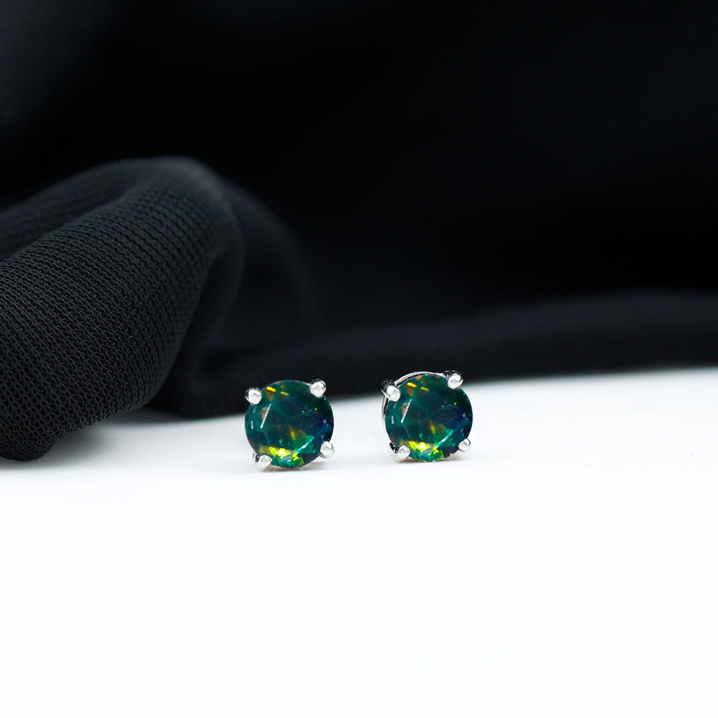 1.50 CT Black Opal Solitaire Stud Earrings Black Opal - ( AAA ) - Quality - Rosec Jewels