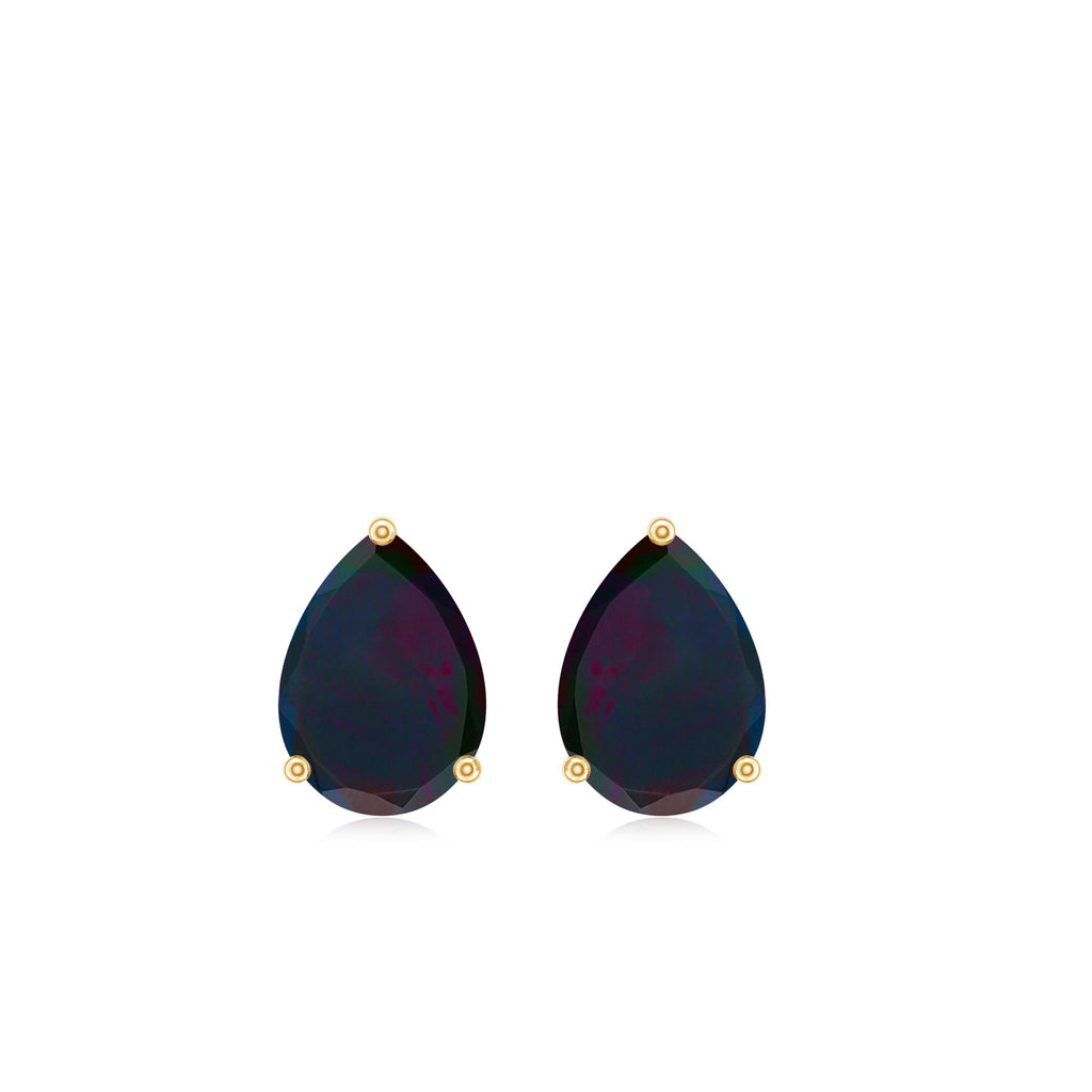 1.50 CT Pear Shape Black Opal Solitaire Stud Earrings Black Opal - ( AAA ) - Quality - Rosec Jewels