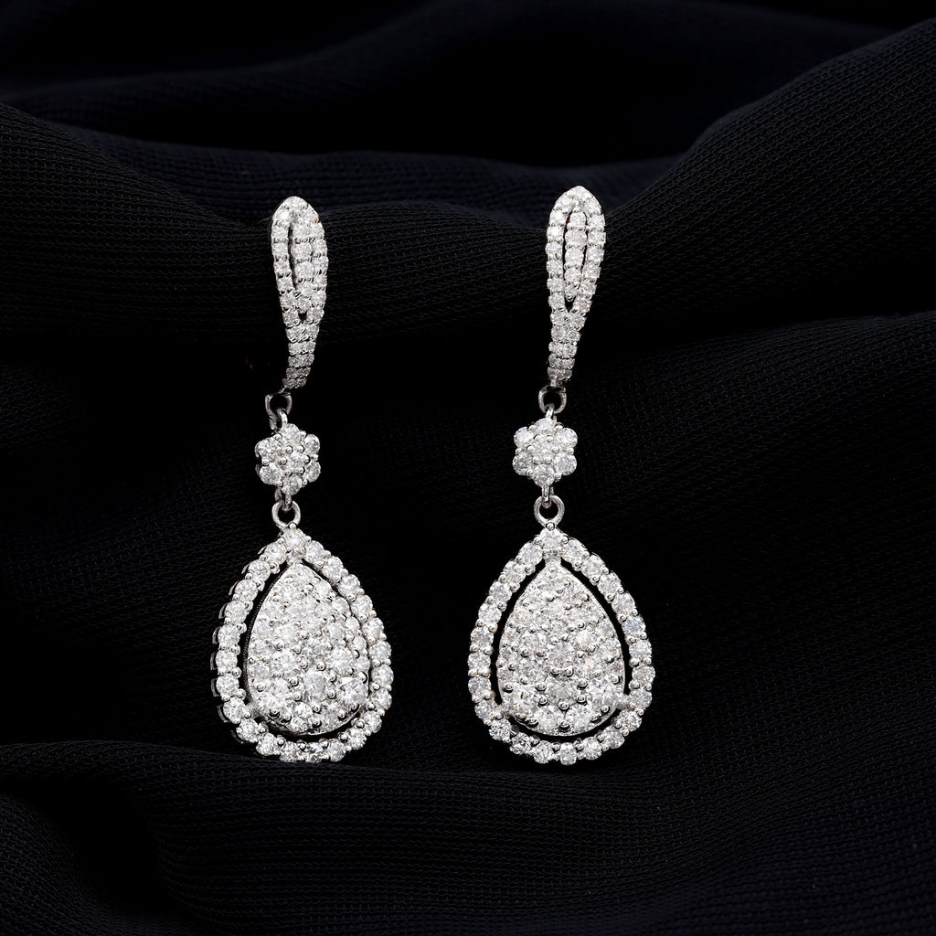3.75 CT Round Moissanite Bridal Drop Earrings Moissanite - ( D-VS1 ) - Color and Clarity - Rosec Jewels