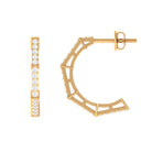 1/2 CT Pave Set Diamond Half Hoop Earrings Diamond - ( HI-SI ) - Color and Clarity - Rosec Jewels