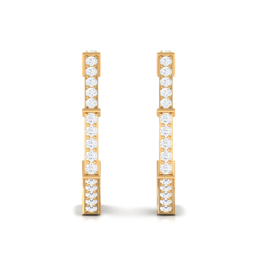 1/2 CT Pave Set Diamond Half Hoop Earrings Diamond - ( HI-SI ) - Color and Clarity - Rosec Jewels
