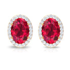 3.25 CT Created Ruby and Diamond Halo Stud Earrings Lab Created Ruby - ( AAAA ) - Quality - Rosec Jewels