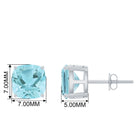 4.25 CT Cushion Cut Sky Blue Topaz Solitaire Stud Earrings in Prong Setting Sky Blue Topaz - ( AAA ) - Quality - Rosec Jewels