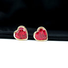 Lab Grown Ruby Heart Shape Stud Earrings Lab Created Ruby - ( AAAA ) - Quality - Rosec Jewels