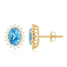1.75 CT Oval Cut Swiss Blue Topaz and Moissanite Starburst Stud Earrings Swiss Blue Topaz - ( AAA ) - Quality - Rosec Jewels