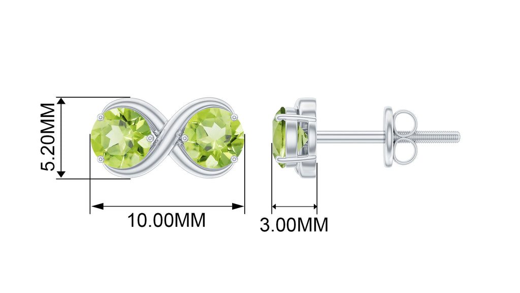 1 CT Simple Peridot Two Stone Infinity Stud Earrings Peridot - ( AAA ) - Quality - Rosec Jewels