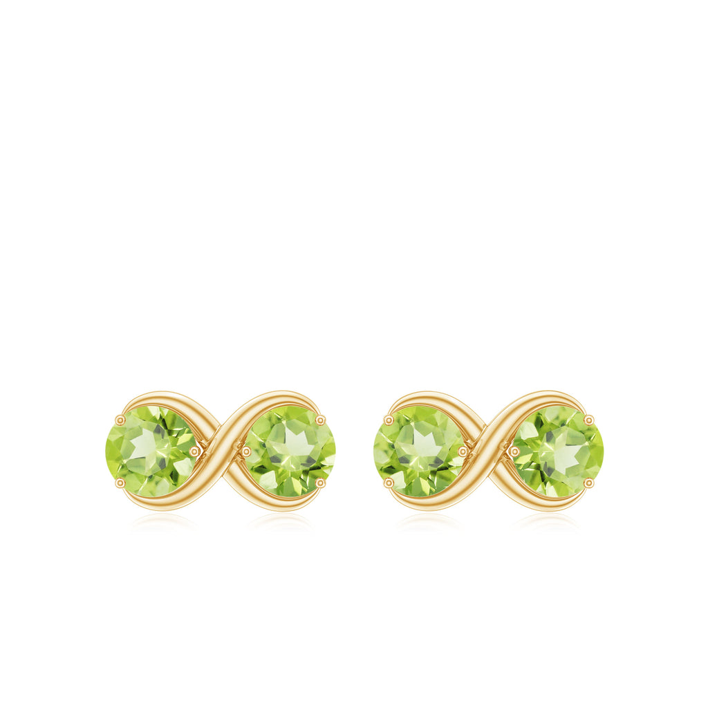 1 CT Simple Peridot Two Stone Infinity Stud Earrings Peridot - ( AAA ) - Quality - Rosec Jewels