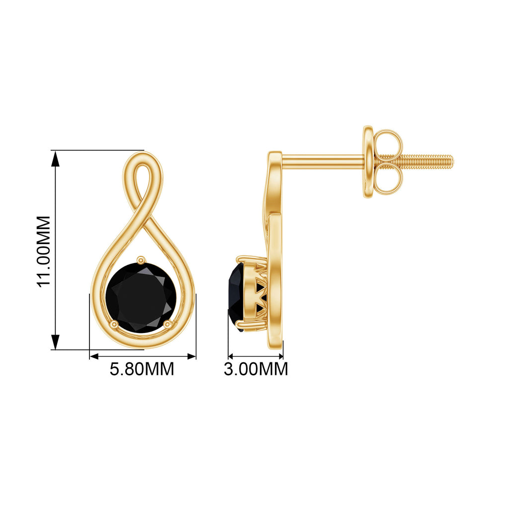 0.50 CT Round Cut Black Onyx Infinity Stud Earrings Black Onyx - ( AAA ) - Quality - Rosec Jewels