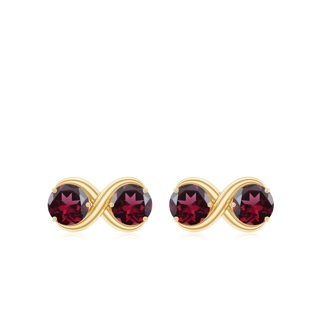 1.50 CT Simple Rhodolite Two Stone Infinity Stud Earrings Rhodolite - ( AAA ) - Quality - Rosec Jewels