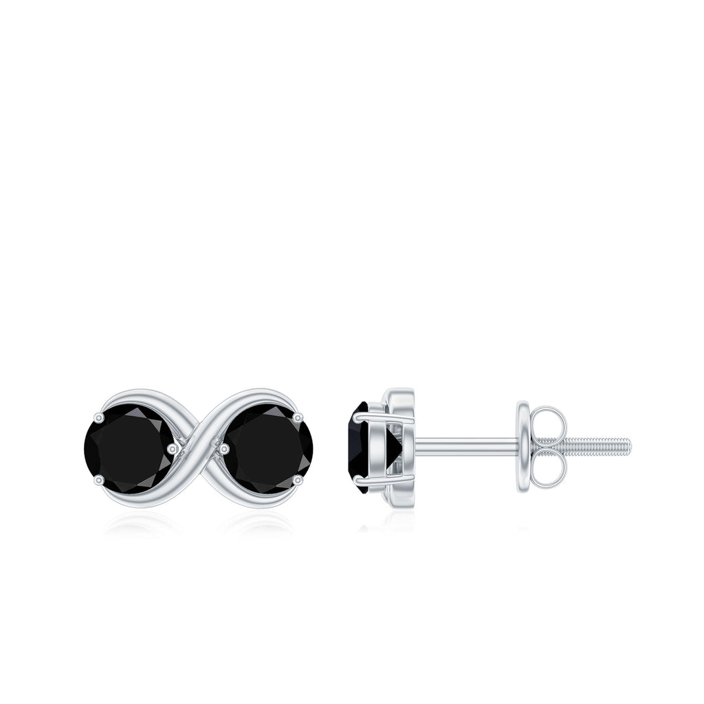 1.50 CT Created Black Diamond Two Stone Infinity Stud Earrings Lab Created Black Diamond - ( AAAA ) - Quality - Rosec Jewels