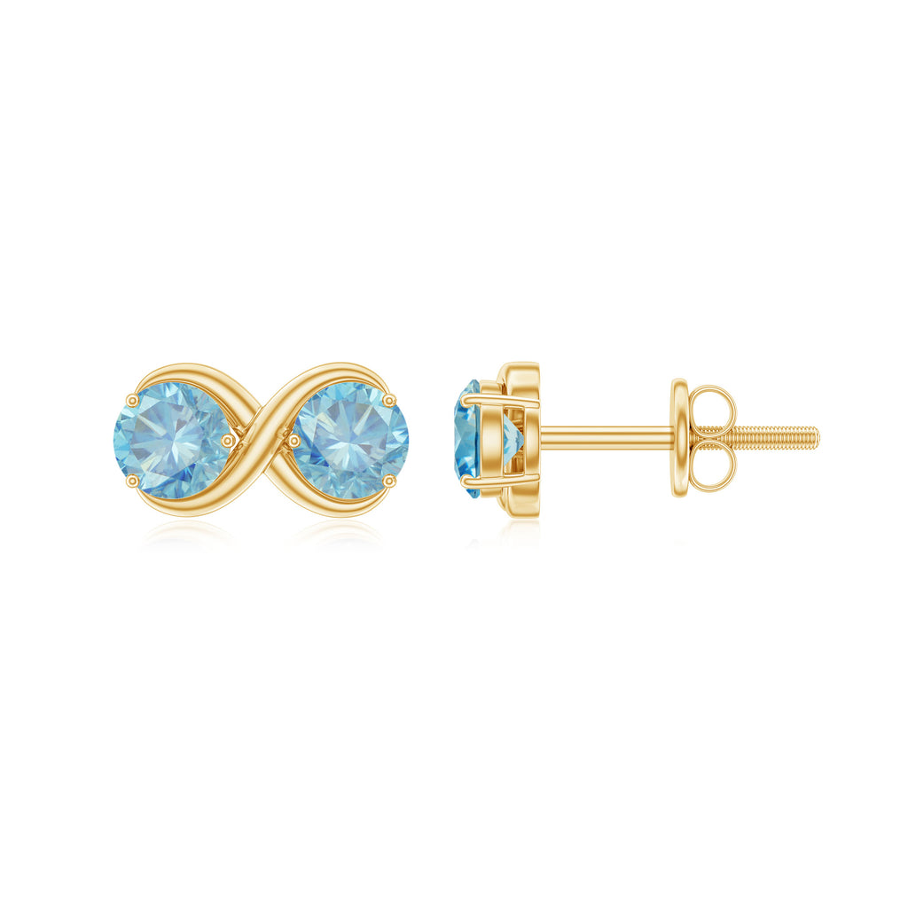 1 CT Simple Aquamarine Two Stone Infinity Stud Earrings Aquamarine - ( AAA ) - Quality - Rosec Jewels