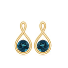 1/2 CT London Blue Topaz Solitaire Infinity Stud Earrings London Blue Topaz - ( AAA ) - Quality - Rosec Jewels
